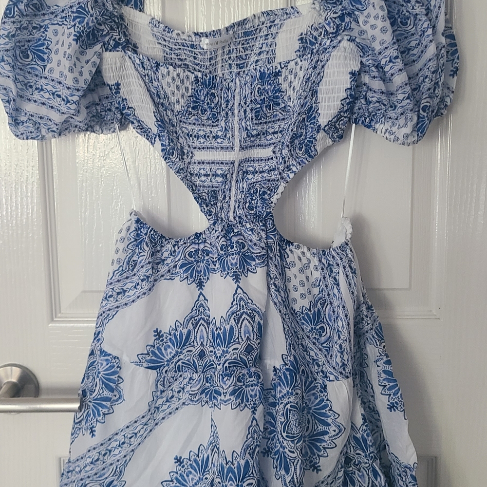 Blue and White Patterned Dress